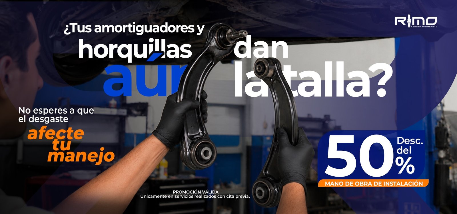 ¿Tus amortiguadores y horquillas aún dan la talla? 50% de descuento en mano de obra de instalación.